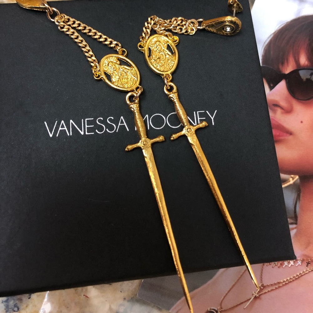 Vanessa Mooney Gold Amparo Rosary Earrings